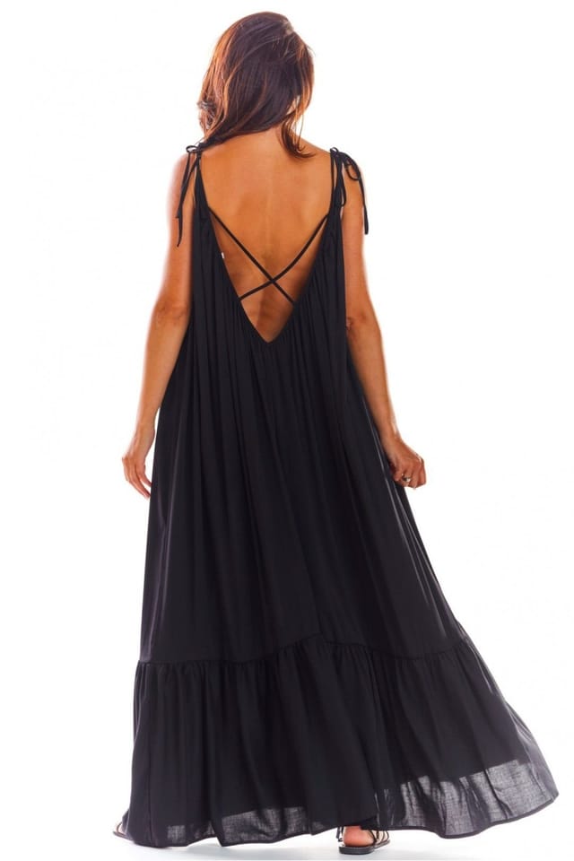 Love Lace Love Lace Women's Airy Viscose Loose Summer Flounce Dress in Black - 3