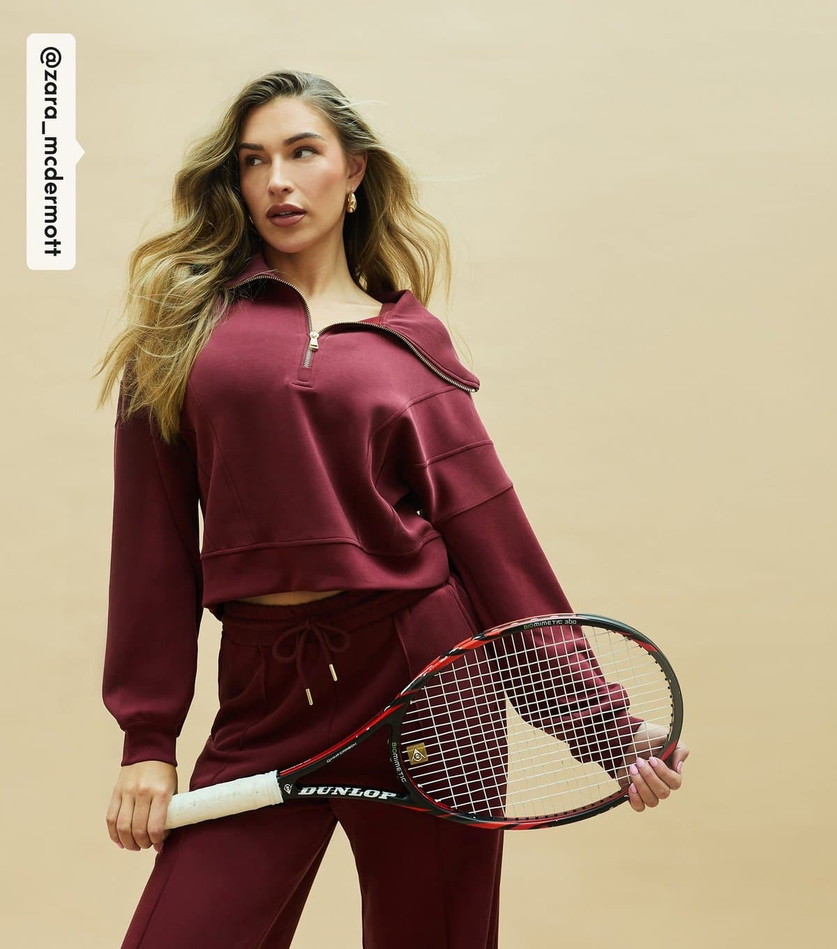 Rise Women's by Zara McDermott Burgundy Quarter Zip Long Sleeve Sweatshirt Rise New Look