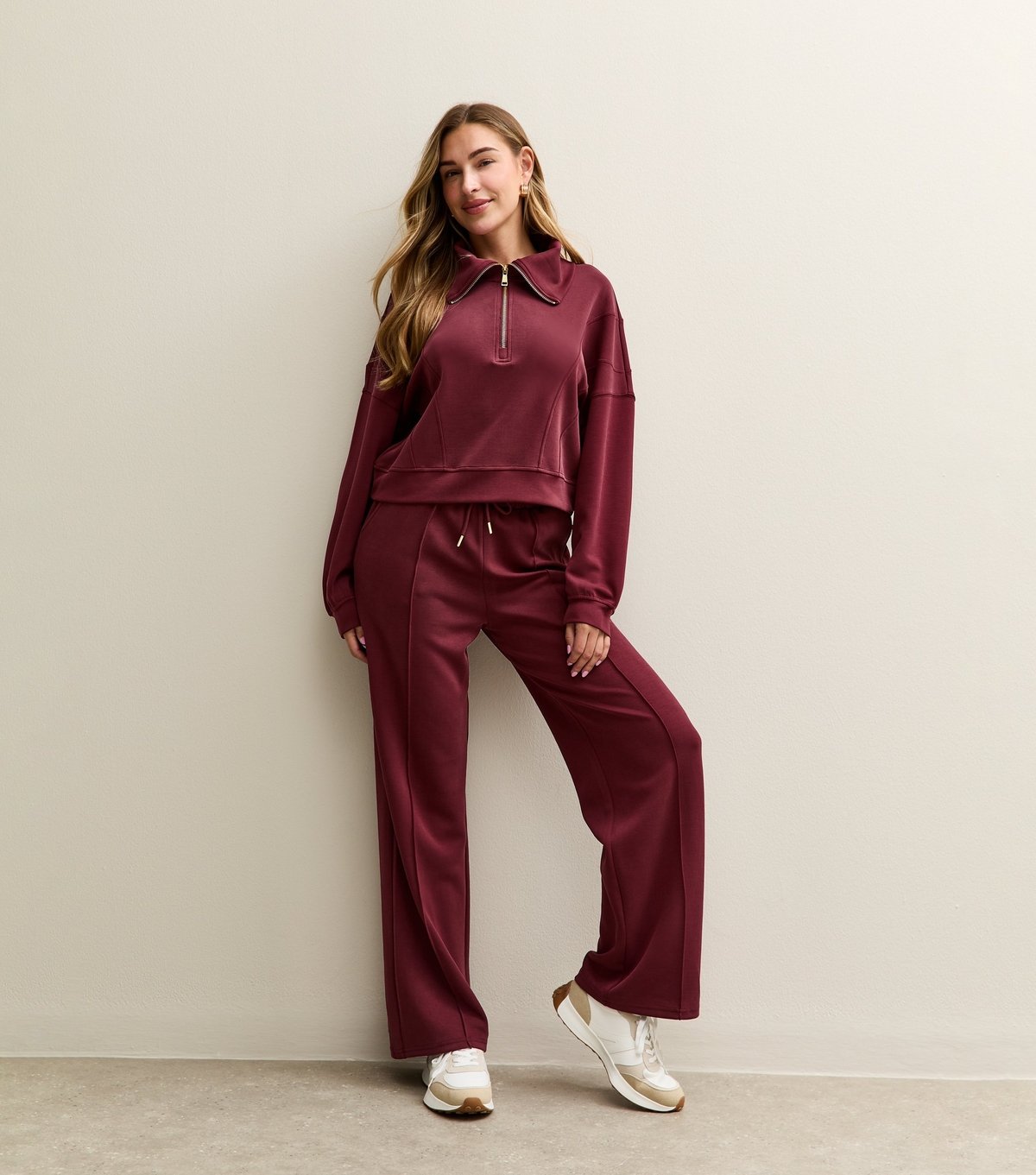 Rise Women's by Zara McDermott Burgundy Quarter Zip Long Sleeve Sweatshirt Rise New Look - 4