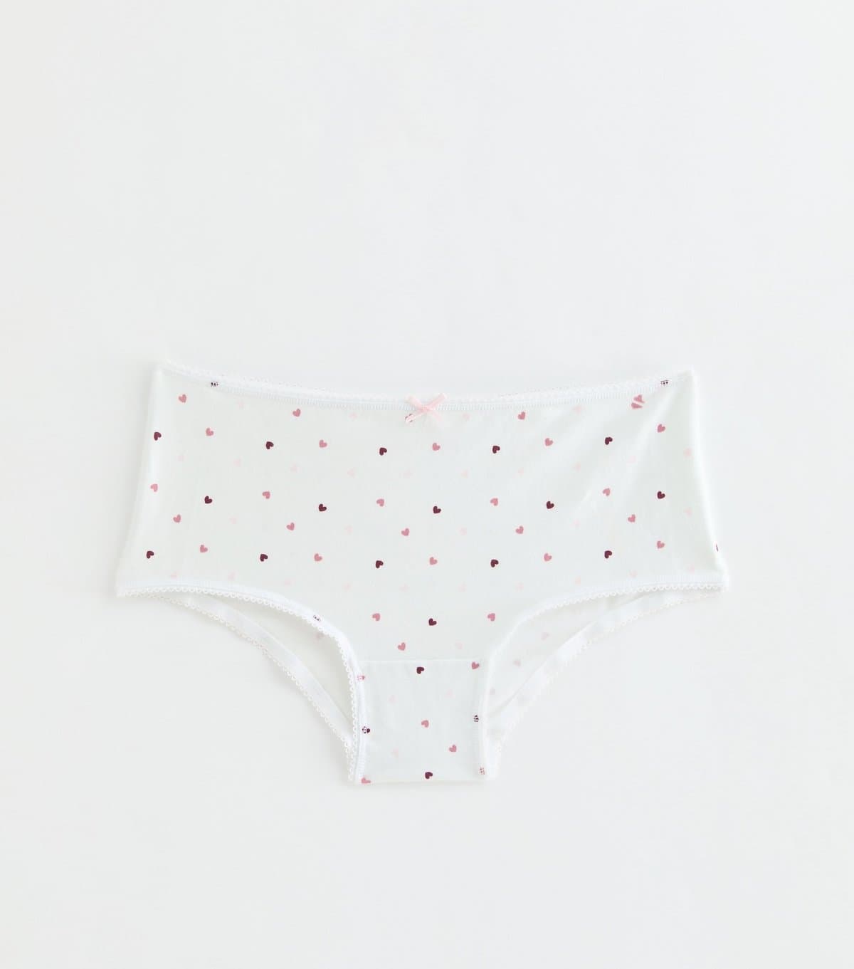 New Look Girls' White Cotton Rich Heart Print Short Briefs New Look