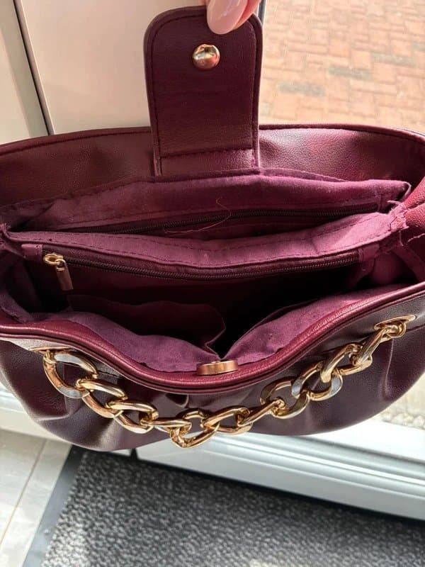 New Look Gold Chain Faux Leather Going out Bag