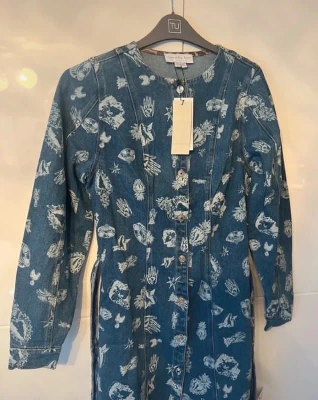 Never Fully Dressed Never fully dressed denim long leave dress with waist tie