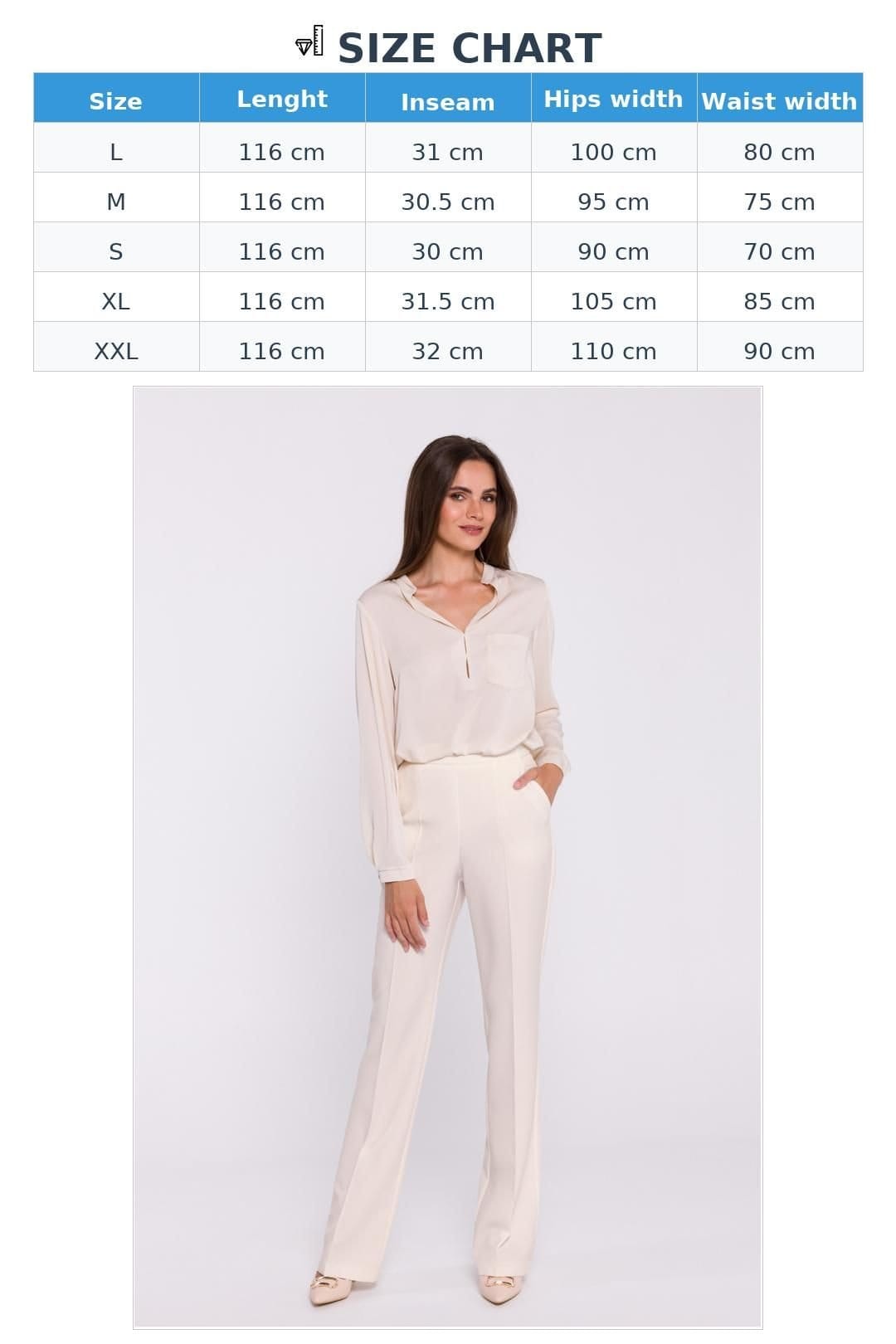 Love Lace Love Lace Women's High Rise Flared Fabric Trousers Pressed Crease in Beige - 4
