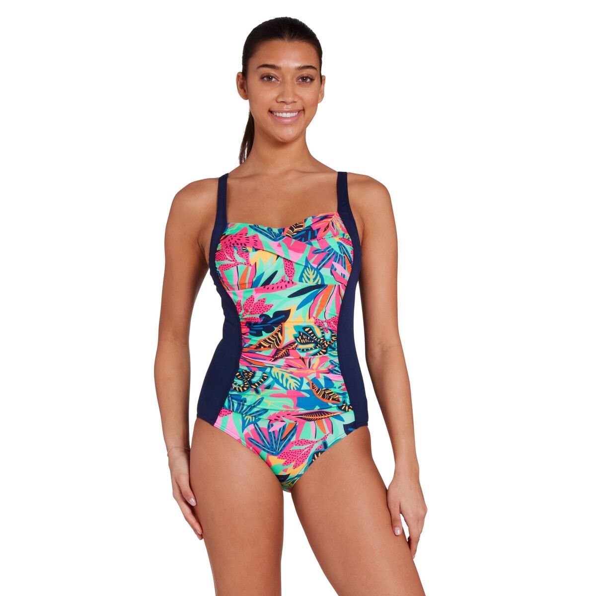 Zoggs Zoggs Women's Ruched Front Women One Piece Swimsuit in Green