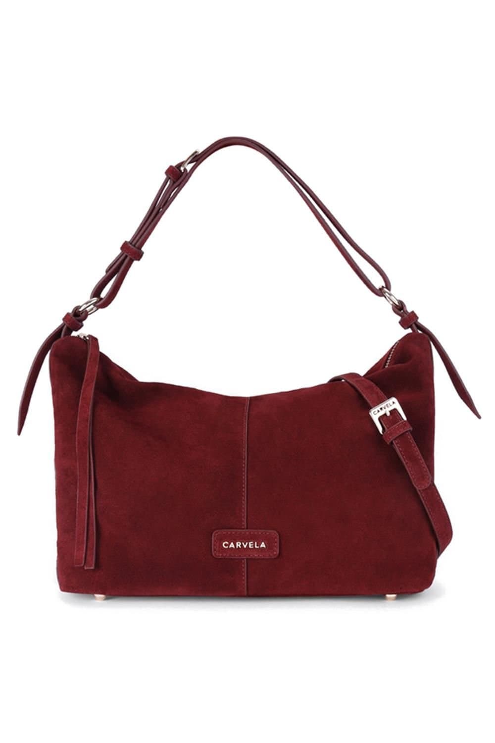 Carvela Carvela Women's 'Bianco Slouch Mini' Suede Bag in Dark Red