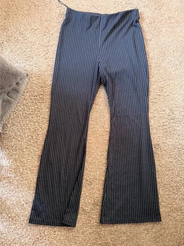 River Island River Island pinstripe navy flare trousers size 12 M