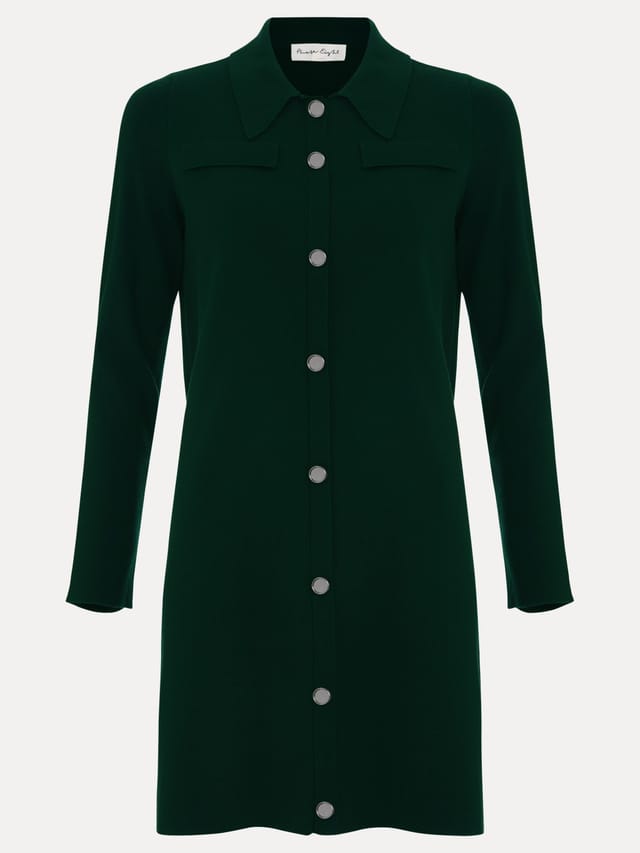 Phase Eight Phase Eight Women's Azealia Fine Knit Collared Tunic Dress in Bottle Green - 2