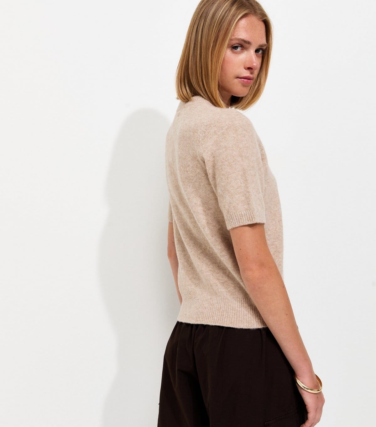 New Look Women's Light Mink Short Sleeve Midweight Knit T-Shirt New Look - 4