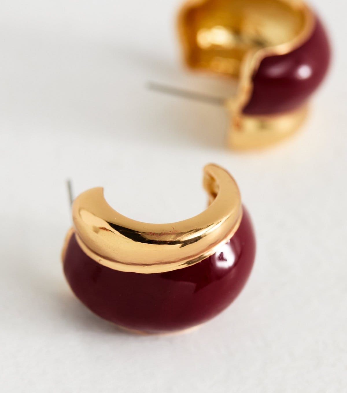 New Look Gold Tone Contrast Trim Chunky Hoop Earrings New Look - 4