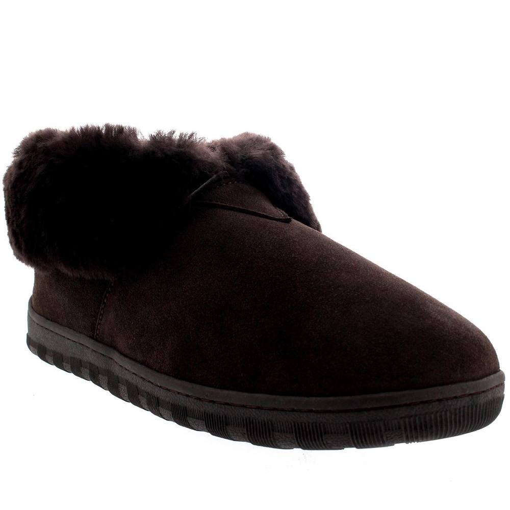 Viva VIVA Men's Polar Rubber Sole Genuine Australian Cuff Boots Slippers in Brown - 1