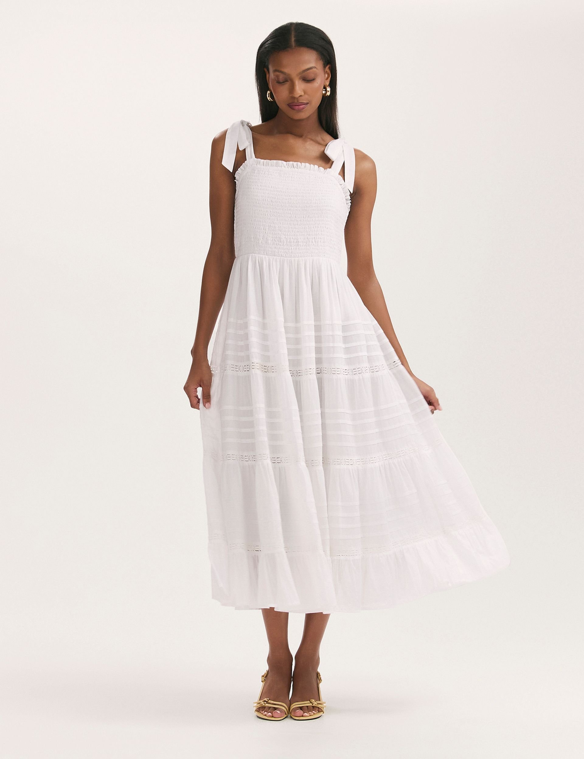 Finery London Finery London Women's Ebony Tiered Midi Dress in White - 2
