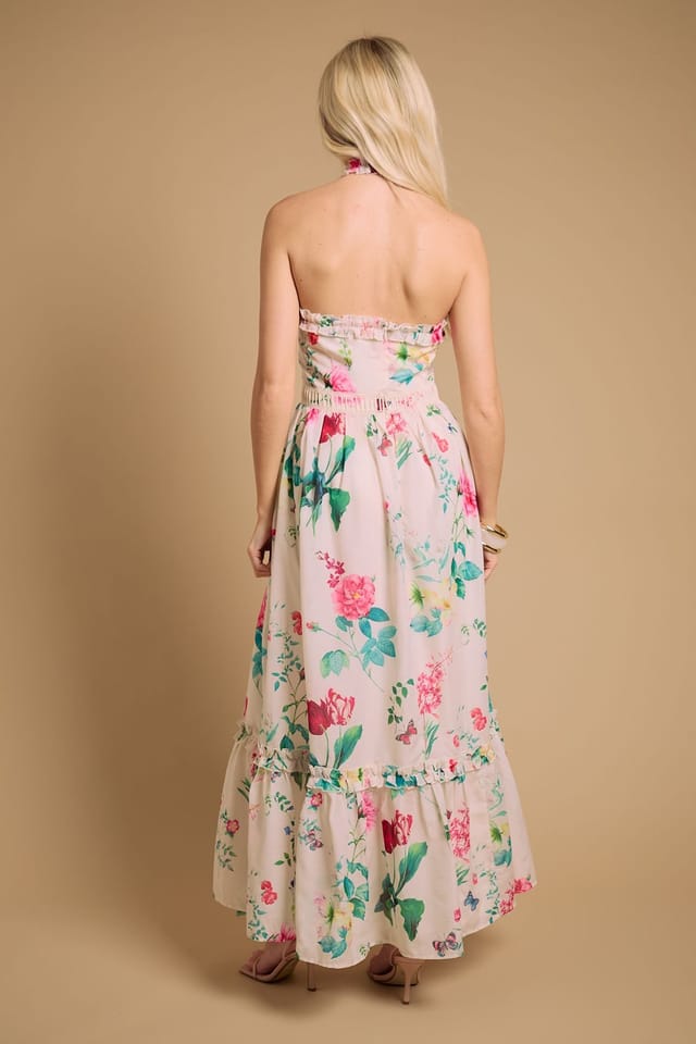 Oasis Oasis Women's Frill Halter Maxi Dress in Ivory - 3