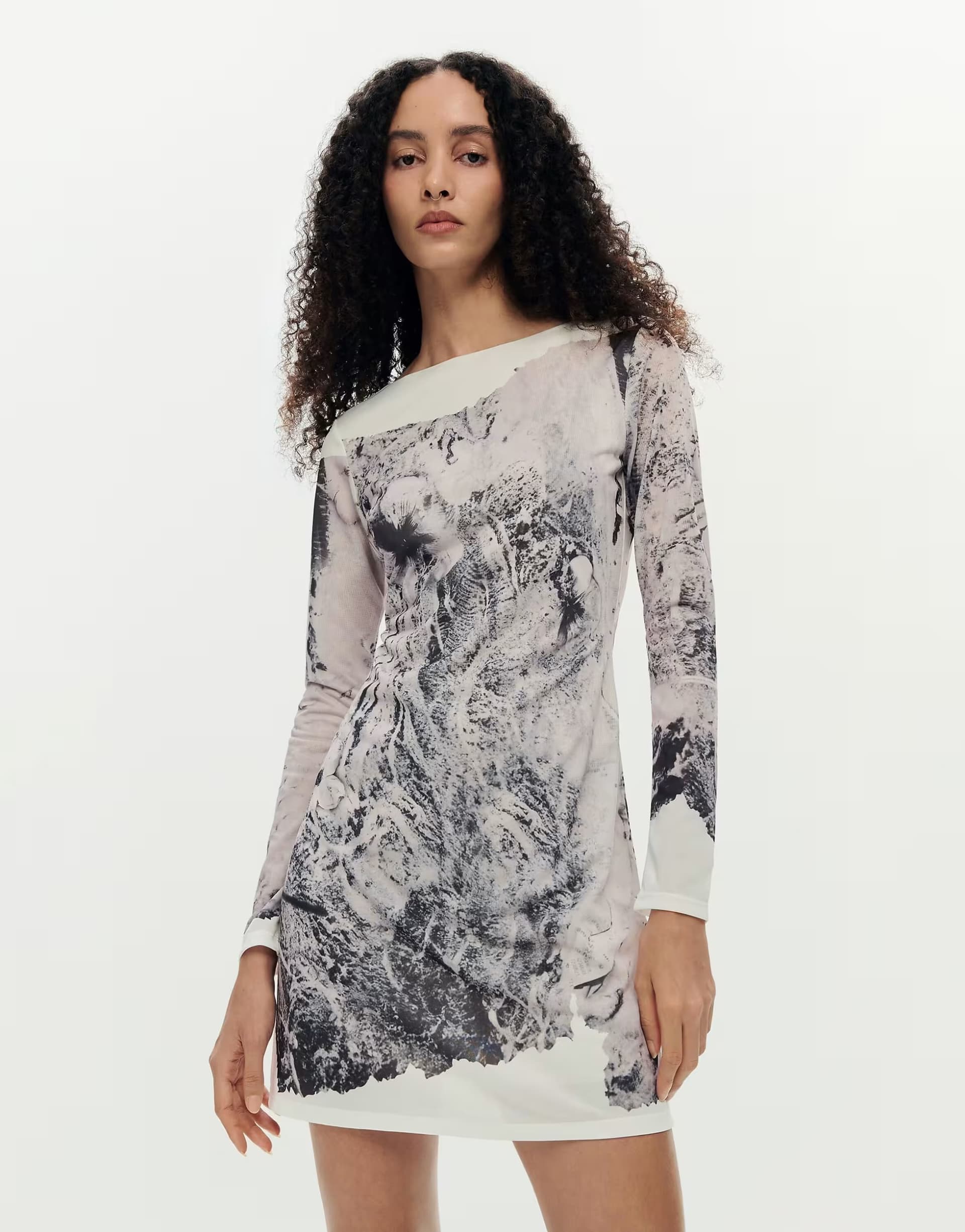 ASOS Desigual Printed collage dress in grey print
