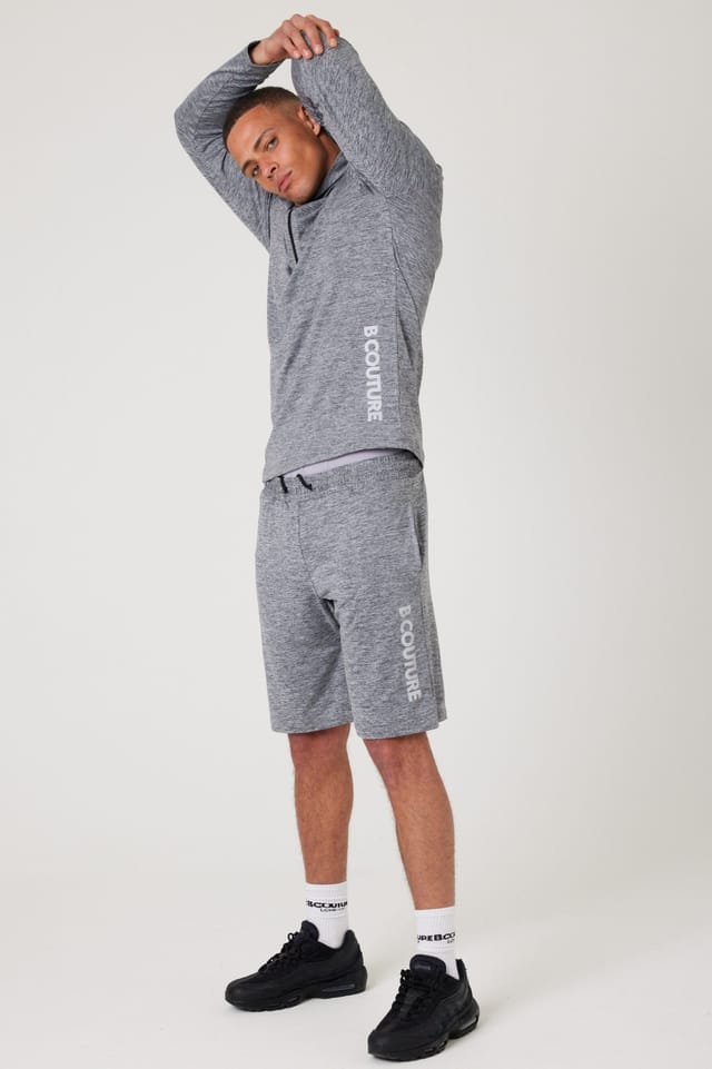 BCouture BCouture Men's Gym Shorts, Quarter-Zip Top & T-Shirt Set in Grey - 2