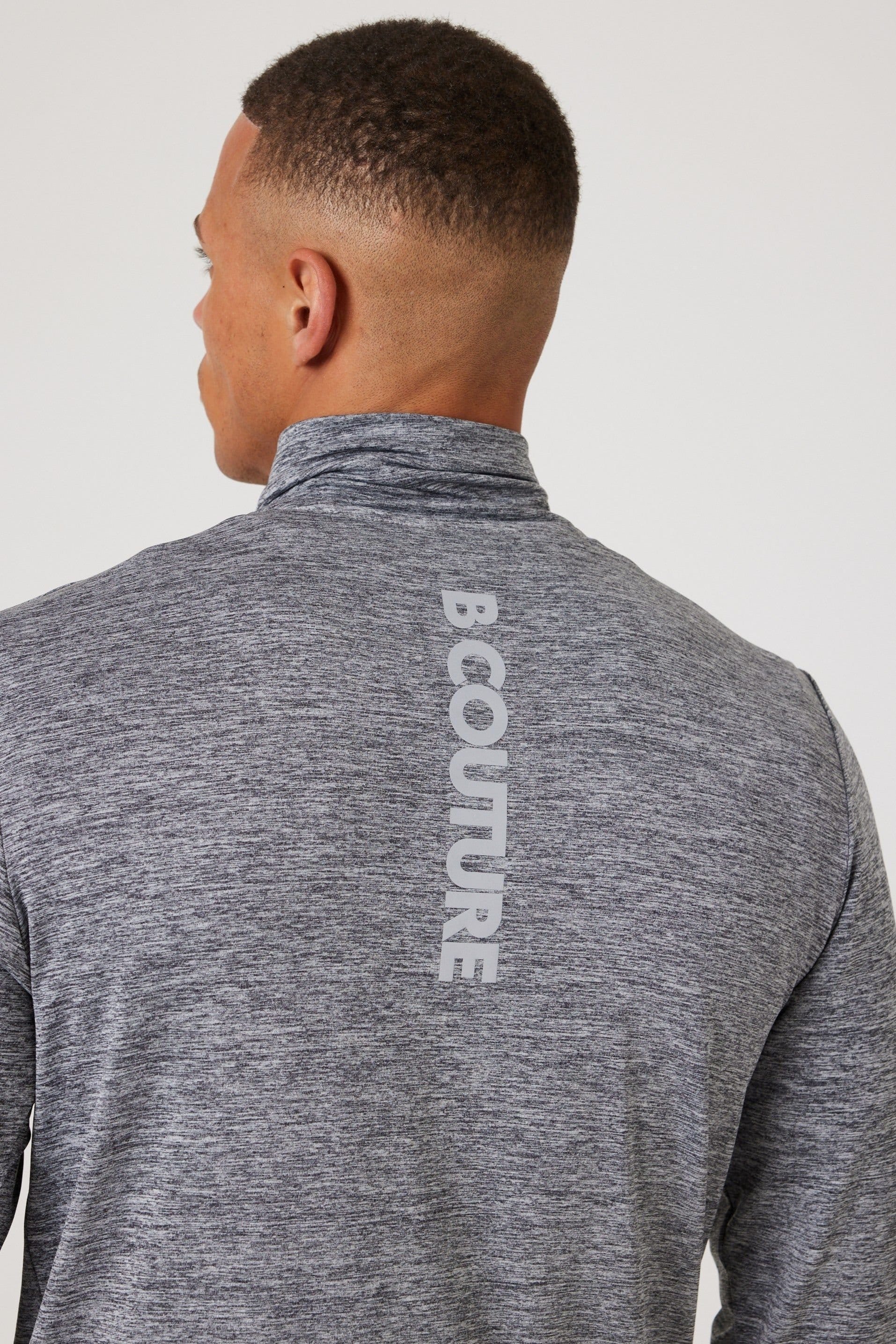 BCouture BCouture Men's Gym Shorts, Quarter-Zip Top & T-Shirt Set in Grey - 4