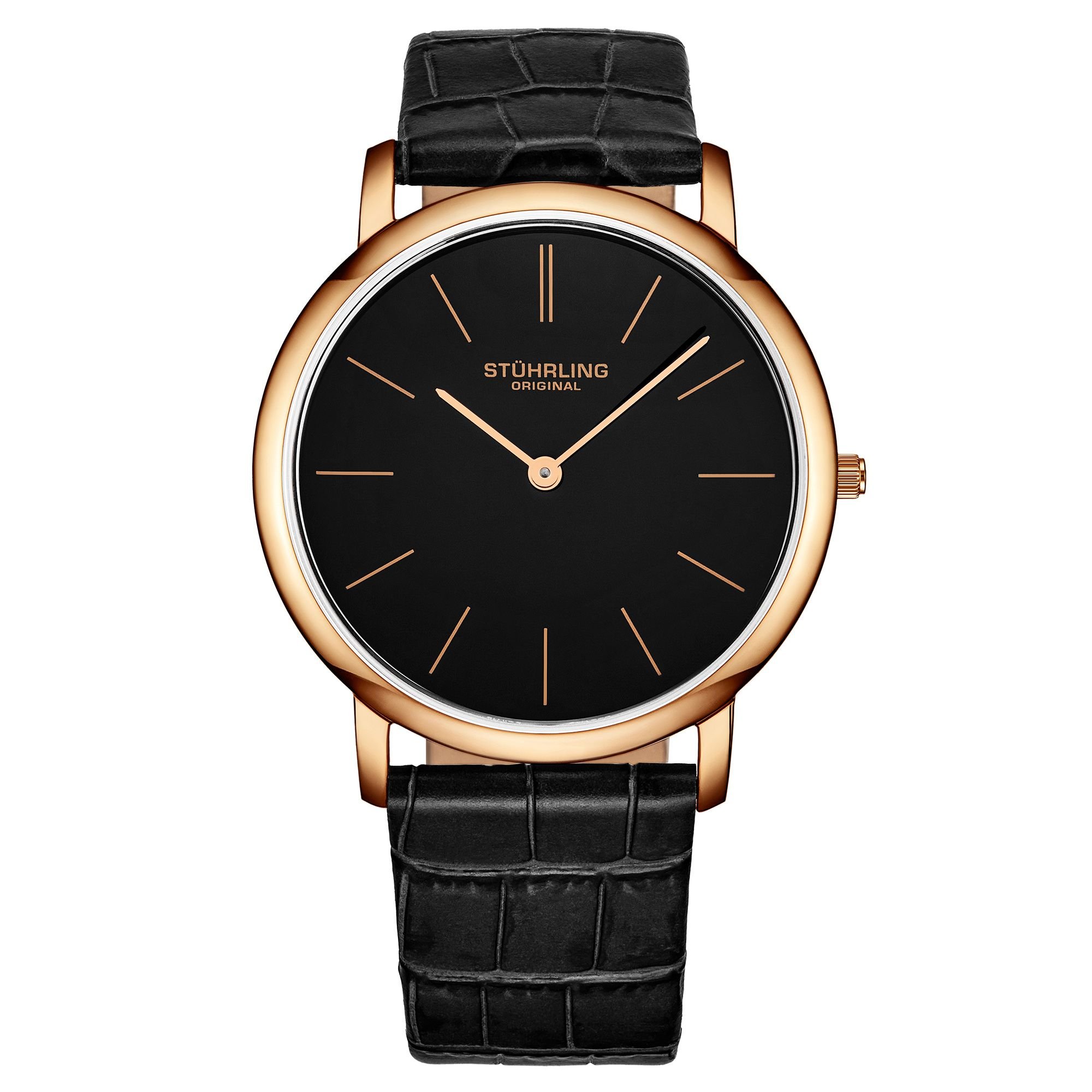STÜHRLING Original STÜHRLING Original Men's Ascot Quartz 38mm Classic Watch with Leather Band in Black - 1