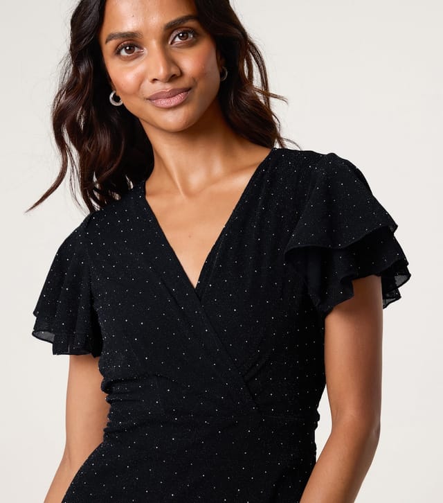 Blue Vanilla Women's Black Diamante Wrap Dress Blue Vanilla New Look - 3