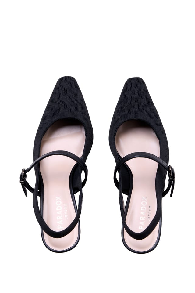 Paradox London Paradox London Women's Tropicana' Sling Back Low Heel Shoes in Black - 3