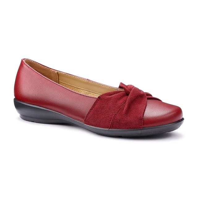 Hotter Hotter Women's Wide Fit 'Lark' Ballerinas in Dark Red - 2