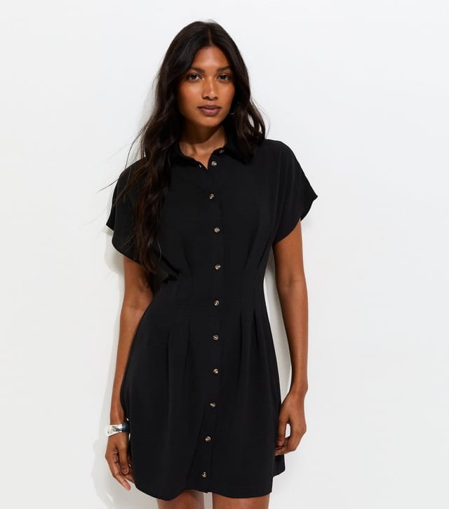 New Look Women's Black Short Sleeve Mini Shirt Dress New Look - 2