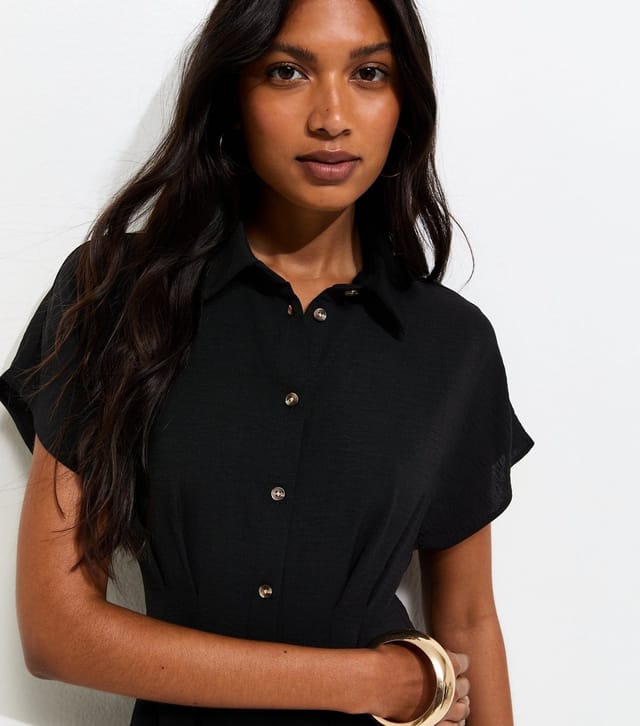 New Look Women's Black Short Sleeve Mini Shirt Dress New Look - 3