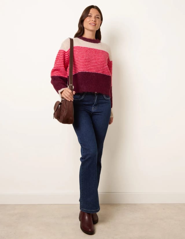 Blue Vanilla Striped Round Neck Knit Jumper - 2
