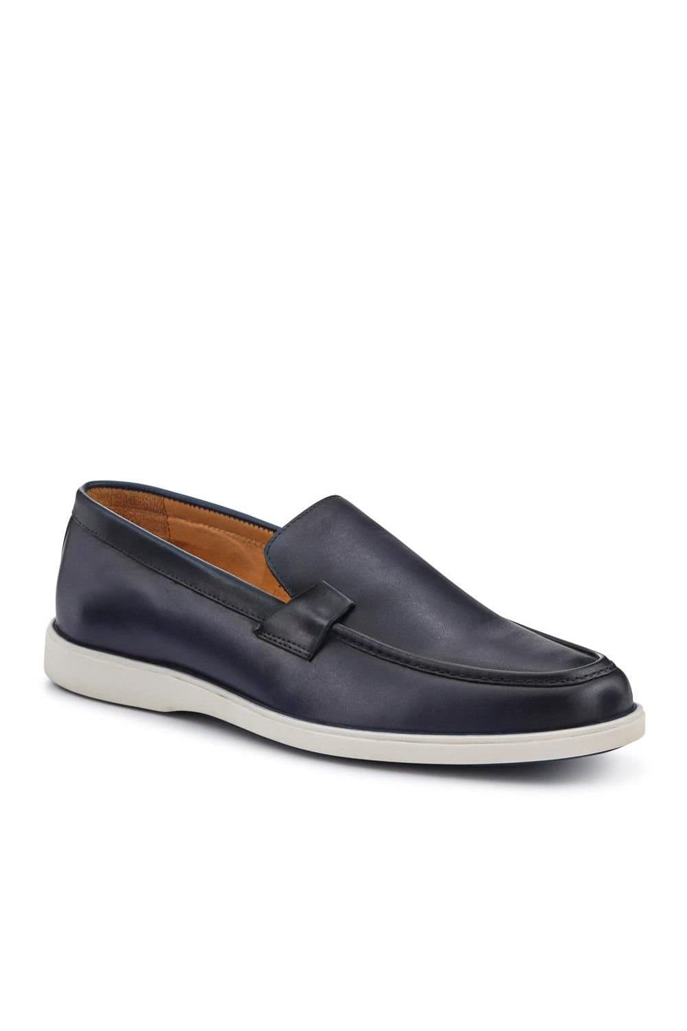 Pavers Pavers Men's Navy Leather Loafers