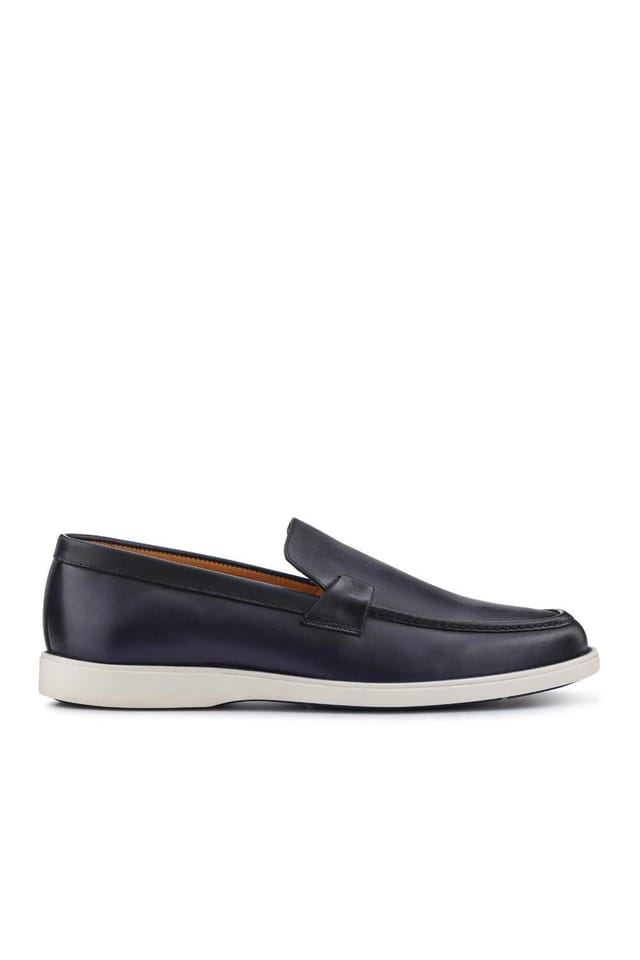 Pavers Pavers Men's Smart All-Leather Loafers in Navy - 2