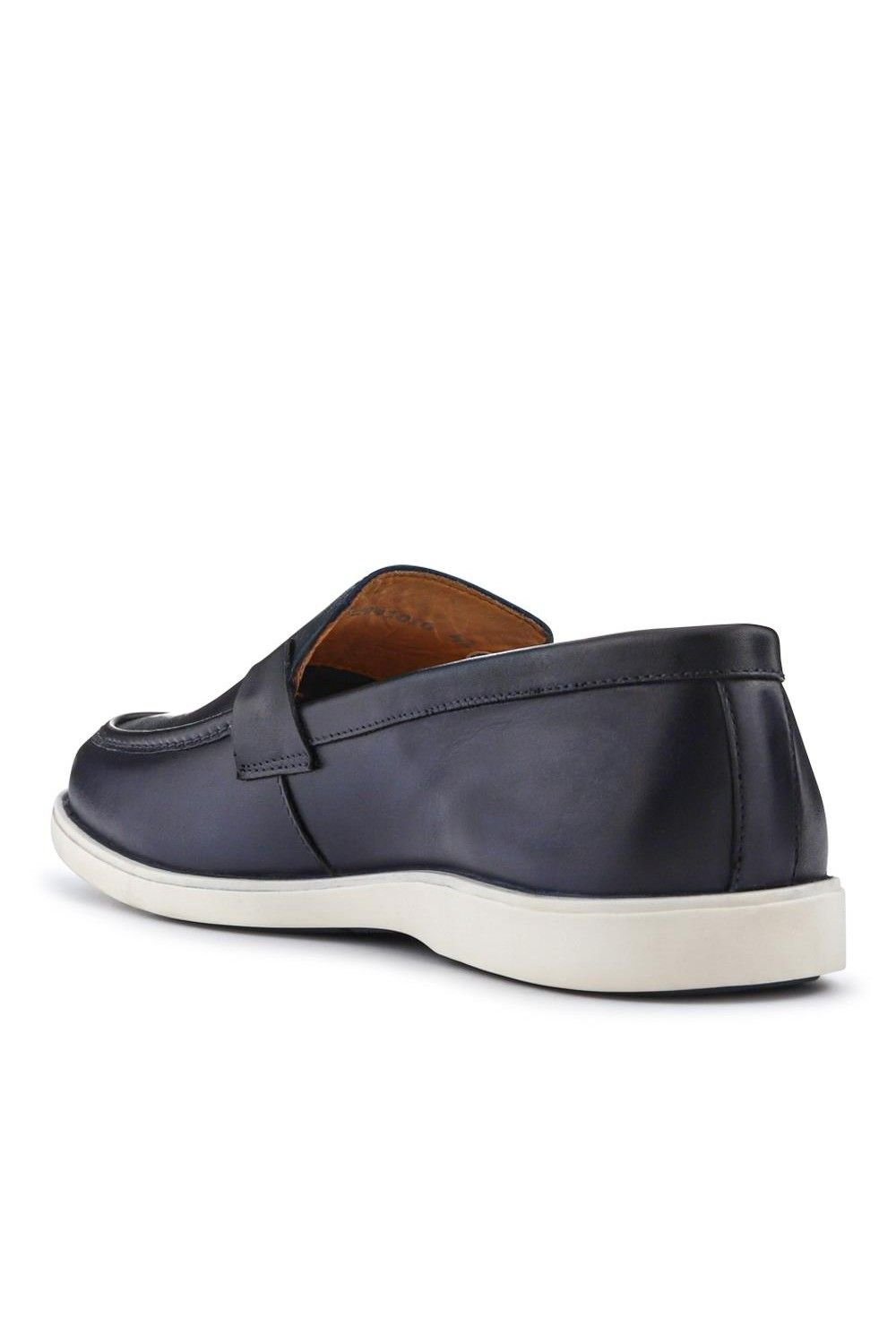 Pavers Pavers Men's Smart All-Leather Loafers in Navy - 3