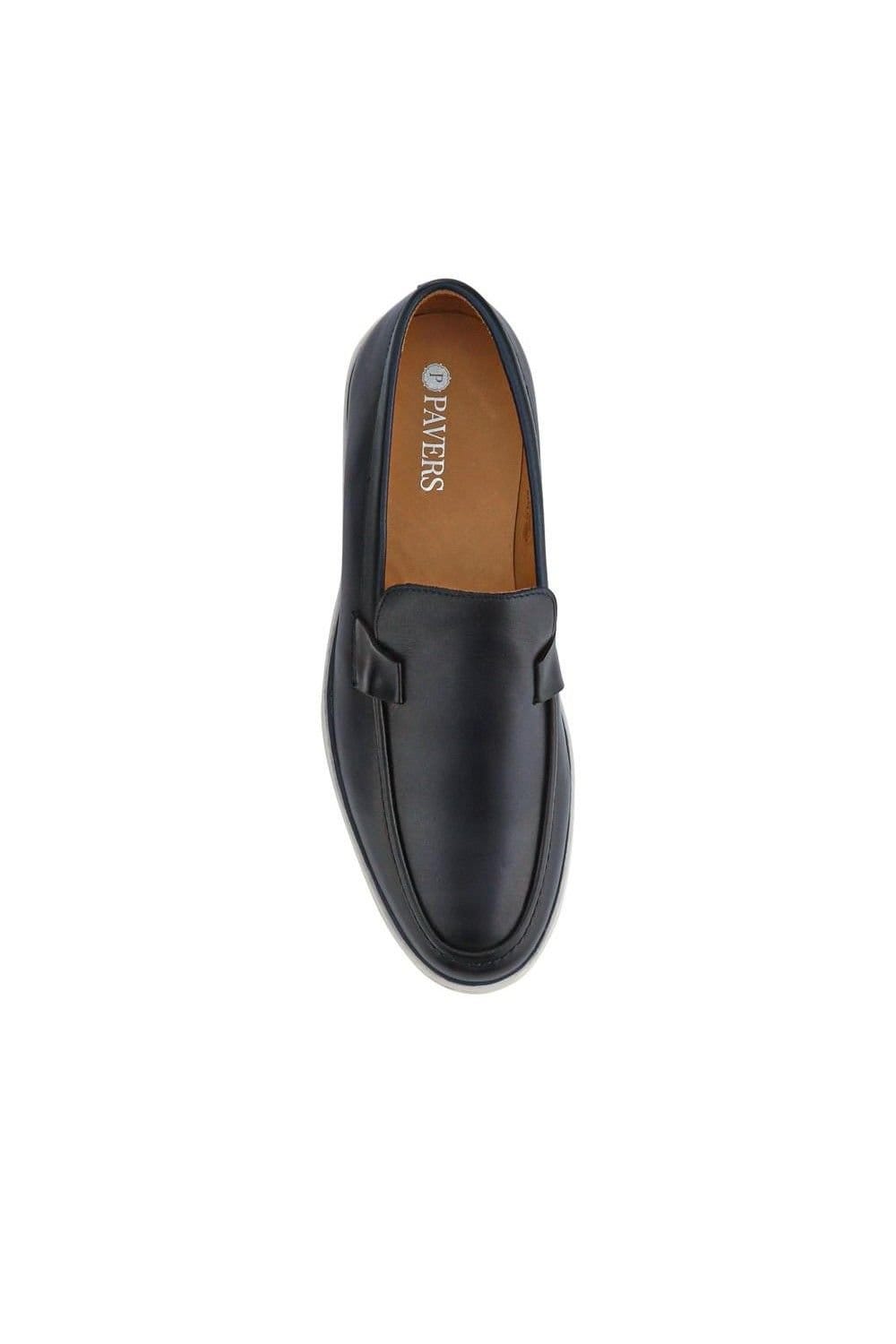 Pavers Pavers Men's Smart All-Leather Loafers in Navy - 4
