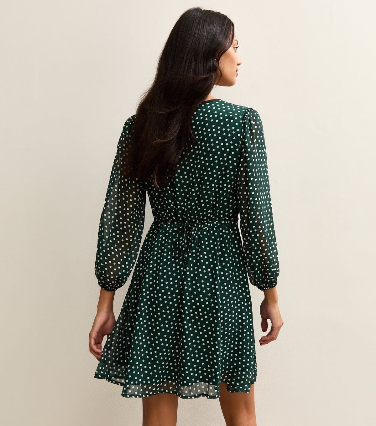 New Look Women's Green Polka Dot Long Sleeve mini Dress New Look - 4