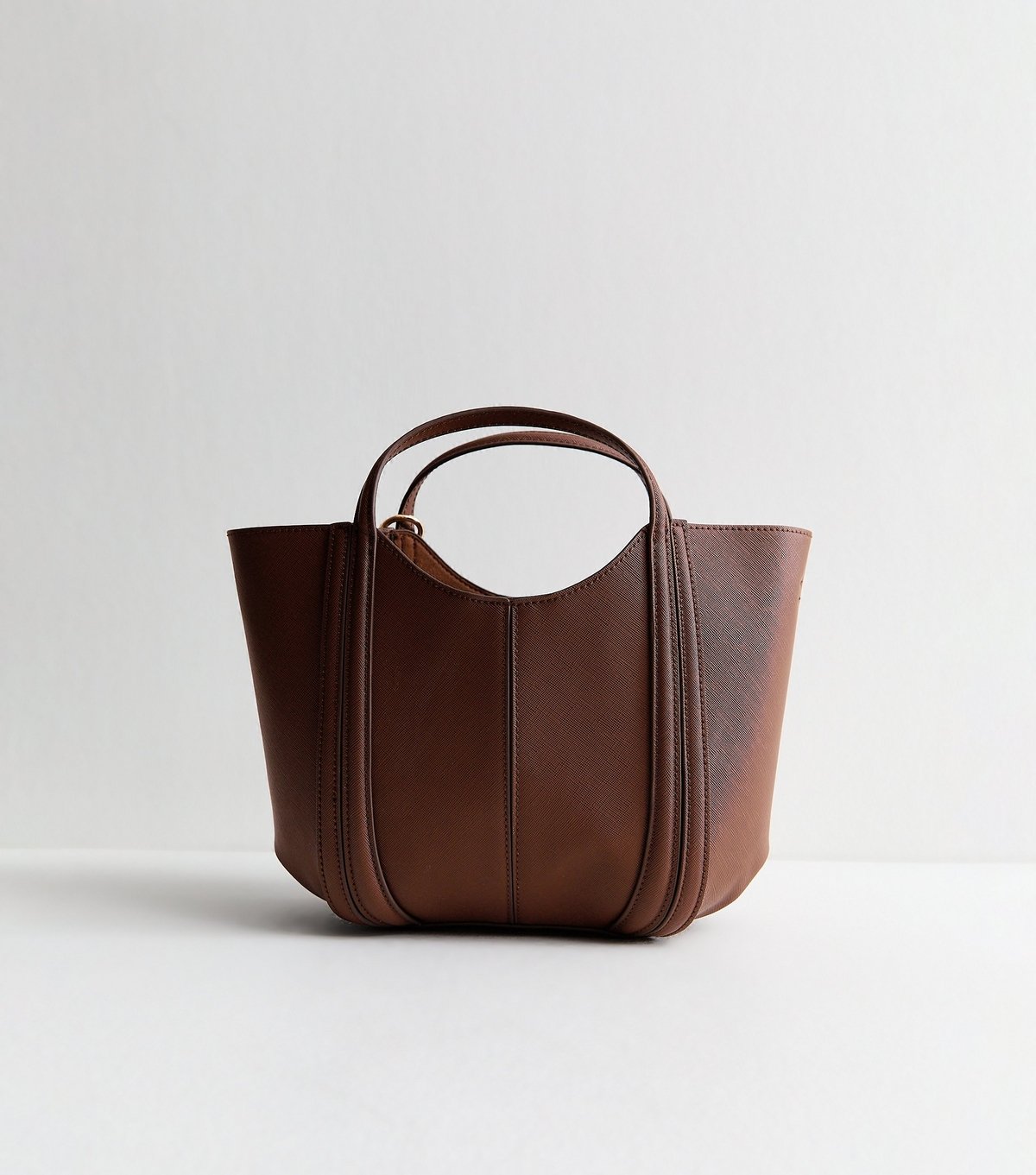 New Look Dark Brown Faux Leather Scoop Top Mini Tote Bag Vegan New Look - 4