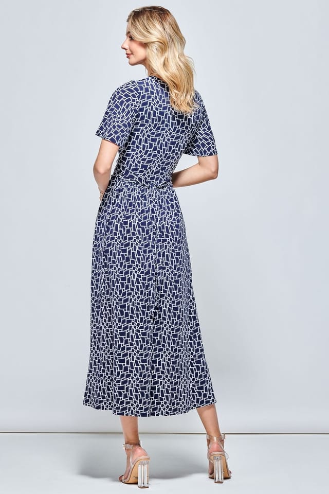 Jolie Moi Jolie Moi Women's Angel Sleeve Jersey Maxi Dress in Navy - 2