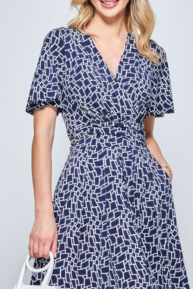 Jolie Moi Jolie Moi Women's Angel Sleeve Jersey Maxi Dress in Navy - 3
