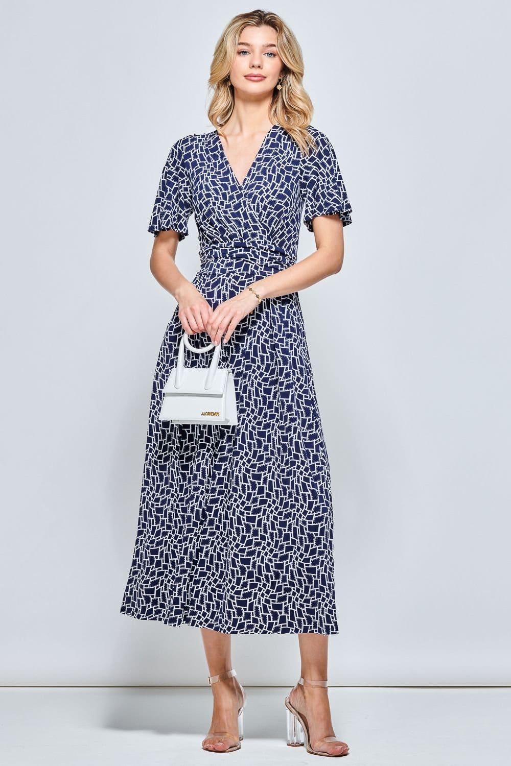 Jolie Moi Jolie Moi Women's Angel Sleeve Jersey Maxi Dress in Navy - 4