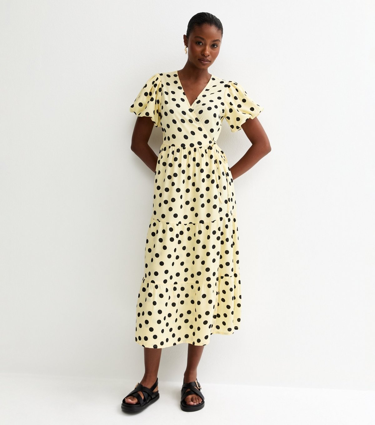 New Look Women's Yellow Crepe Polka Dot Midi Dress New Look - 3