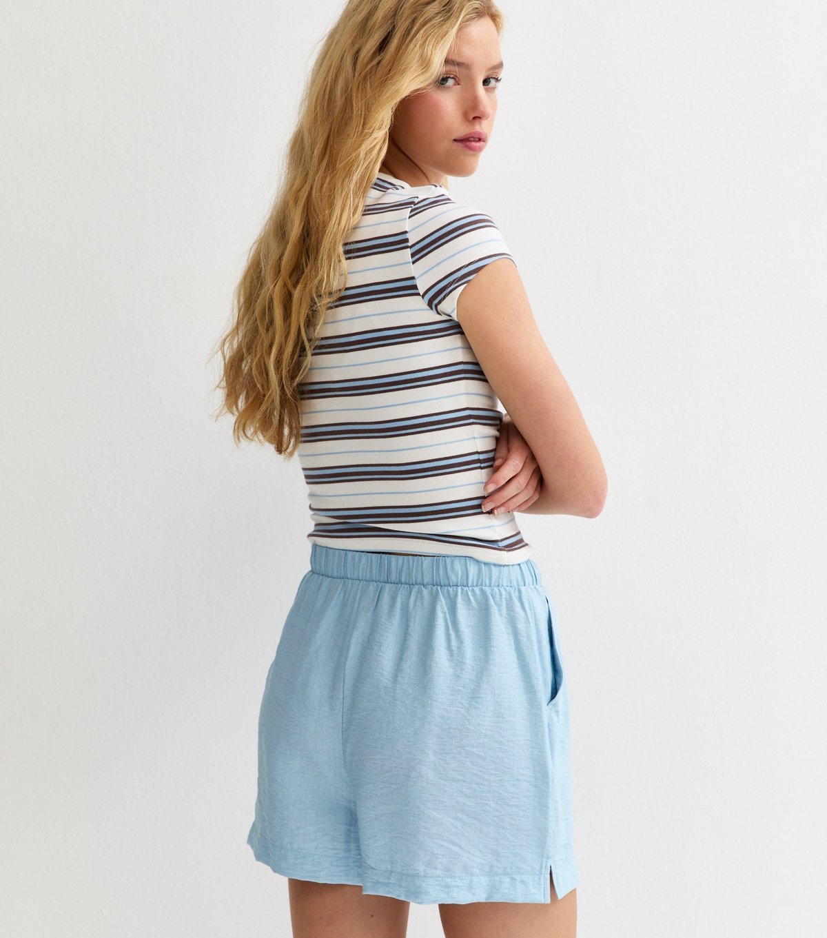 New Look Women's Light Blue Woven Drawstring Shorts New Look - 4