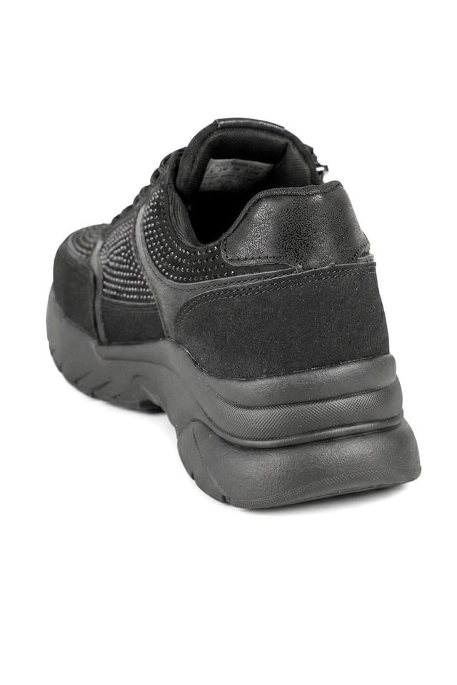 Pavers Pavers Women's Casual Cushioned Zip & Lace Trainers in Black - 3