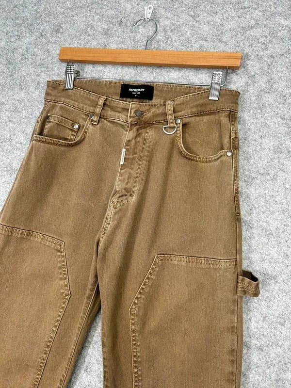 REPRESENT Represent Carpenter Pant Men’s W32 L32 Brown Double Knew Stretch Slim Cargo C60