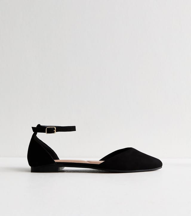 New Look Women's Black Faux Suede Pointed Flats Vegan New Look - 2