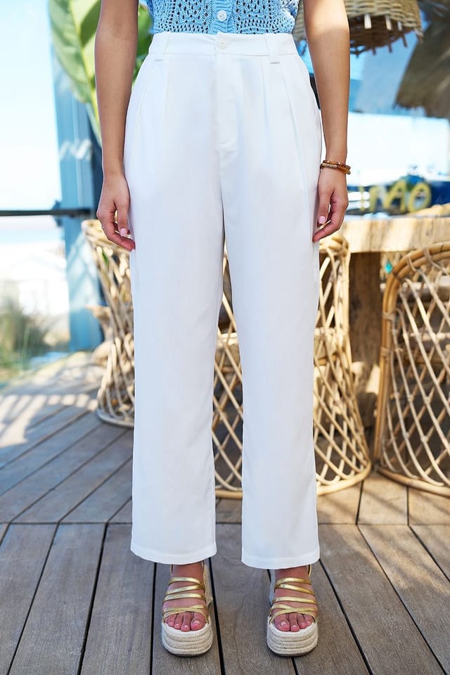 Yumi Yumi Women's White Wide Leg Trousers - 3