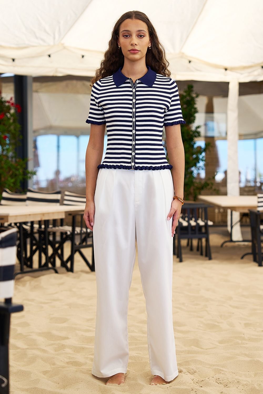 Yumi Yumi Women's White Wide Leg Trousers - 4