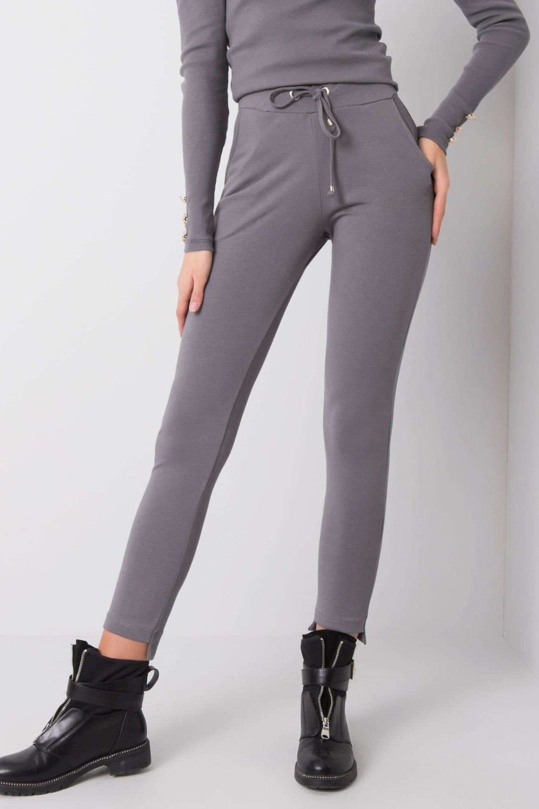 Love Lace Love Lace Women's Tapered Tie Waist Sweatpants with Side Pockets in Grey