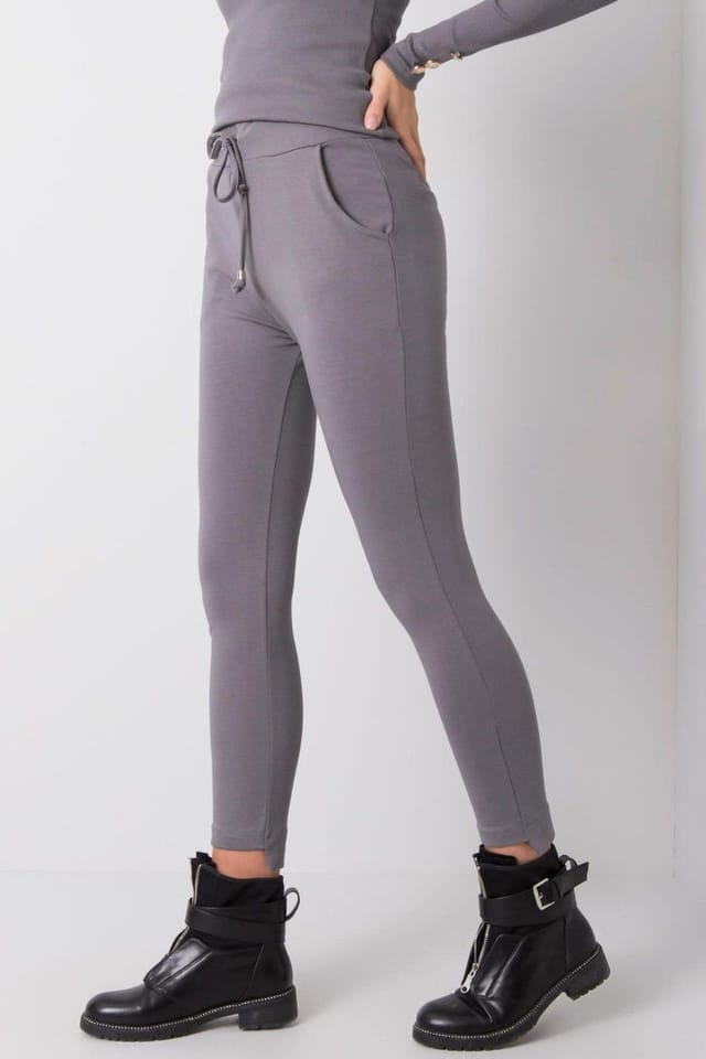 Love Lace Love Lace Women's Tapered Tie Waist Sweatpants with Side Pockets in Grey - 3