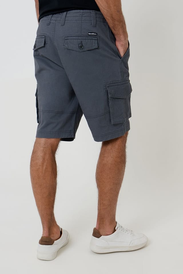 Threadbare Threadbare Men's Cotton Twill Cargo Shorts in Dark Grey - 2