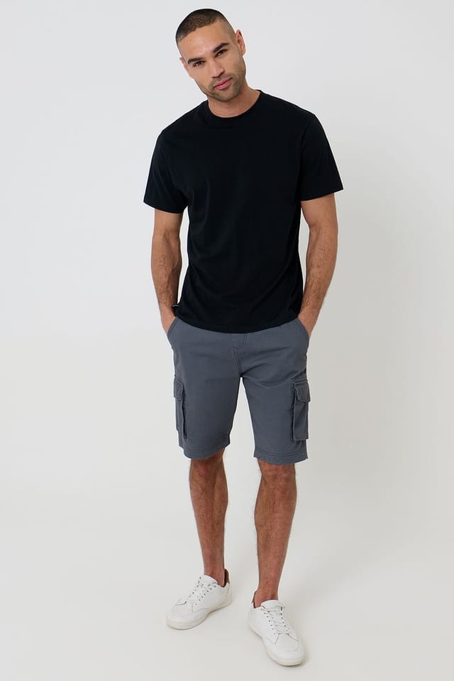 Threadbare Threadbare Men's Cotton Twill Cargo Shorts in Dark Grey - 3