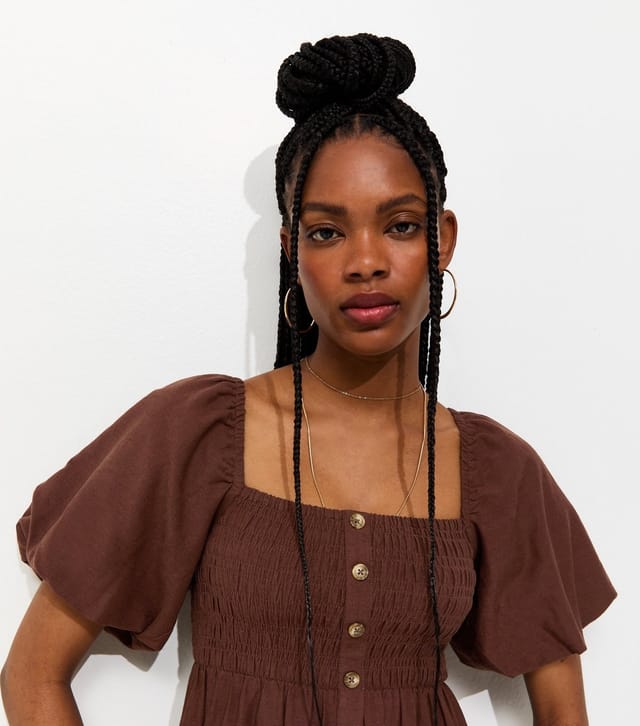 New Look Women's Brown Faux Button Milkmaid Midi Dress New Look - 2