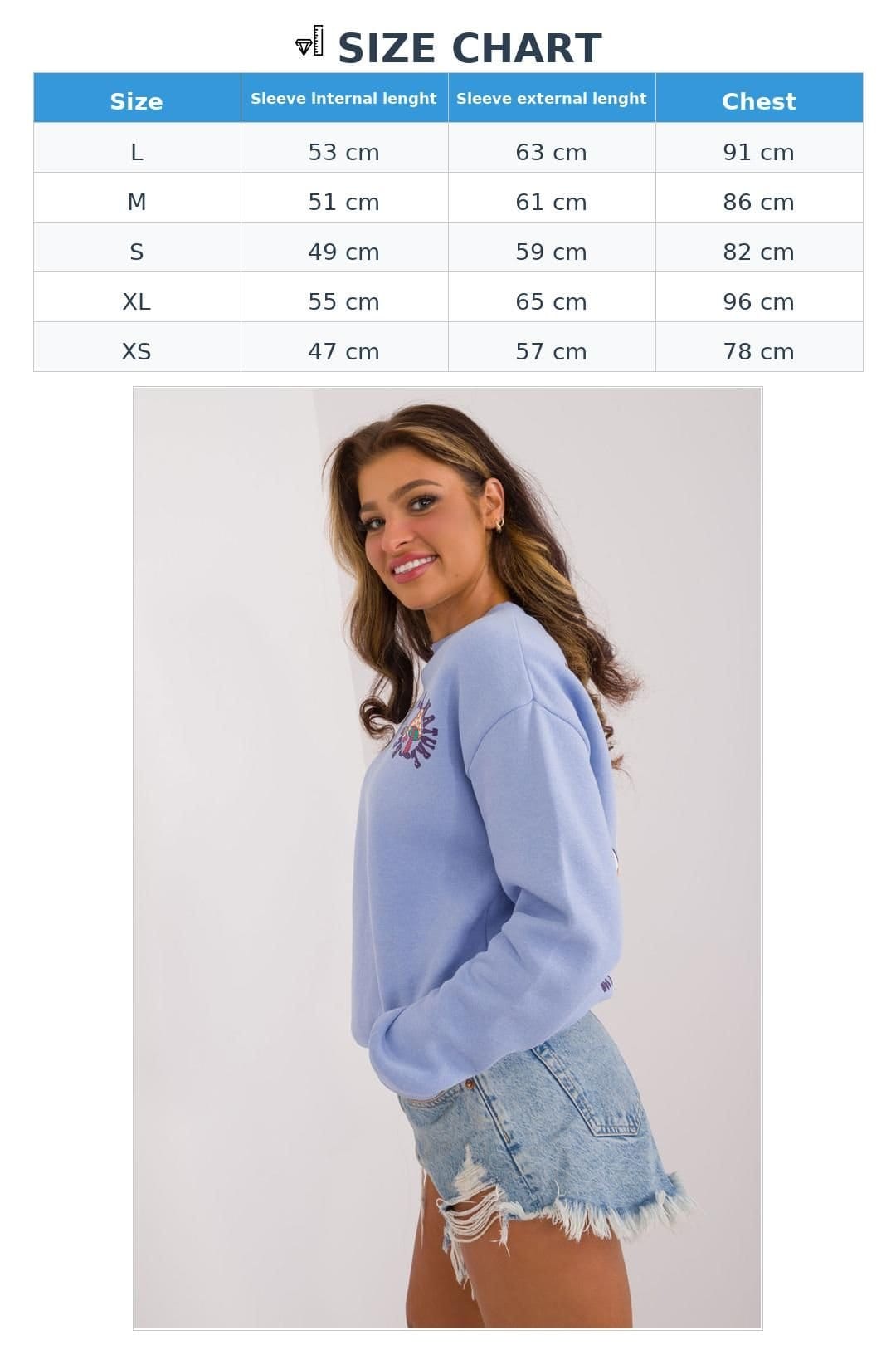 Love Lace Love Lace Women's Insulated Cotton Polyester Sweatshirt with Print in Blue - 4