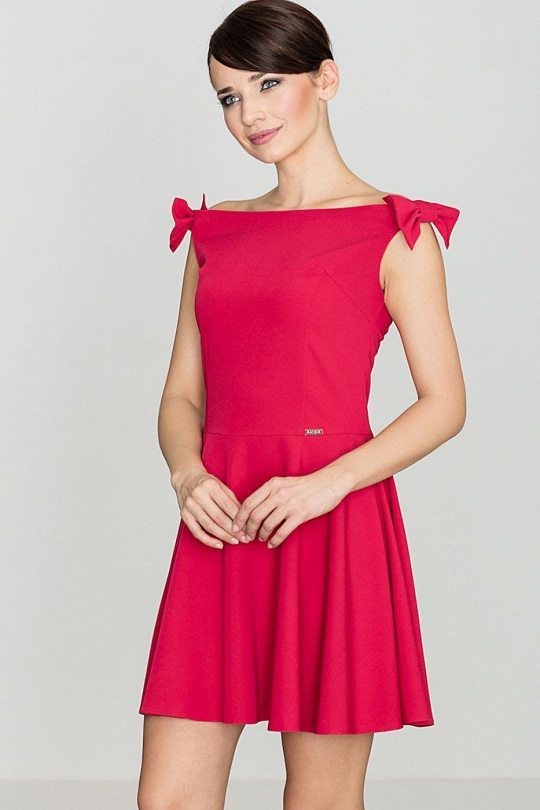 Love Lace Cerise Sleeveless Bow Shoulder Cocktail Dress