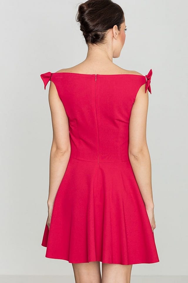 Love Lace Love Lace Women's Sleeveless Bow Shoulder Cocktail Dress Style 119998 in Cerise - 2
